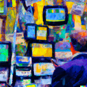 An Impressionist oilpainting about information-overload in a digital world