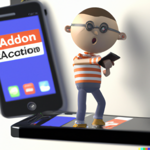 A 3D render of a cartoon about addiction to smartphones in the style of Liam Walsh of the New Yorker, digital art