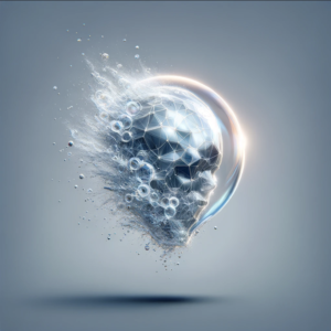 conceptual image of artificial intelligence as a bursting bubble, designed to illustrate the idea of AI technologies or concepts being fragile or ephemeral.