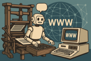 Boekdrukpers met een chatbot